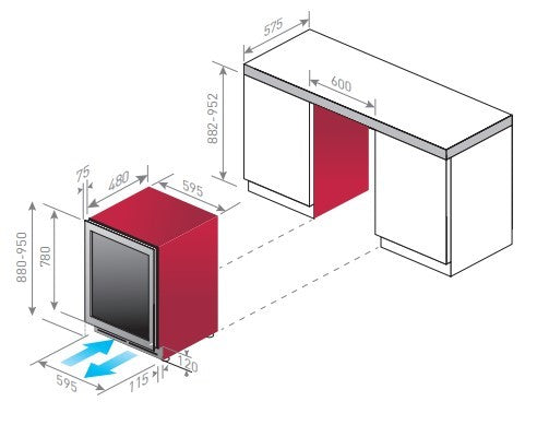 Vinkøleskab integreret (F7860-2INTG m. Push/Pull) - NY MODEL