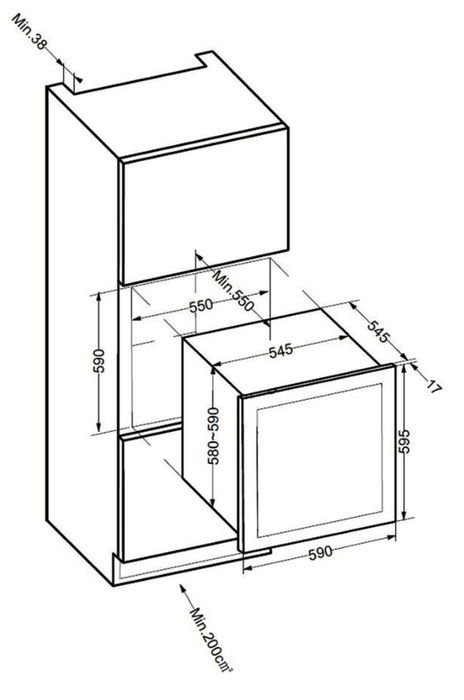 Vinkøleskab til indbygning (Gi60-1)