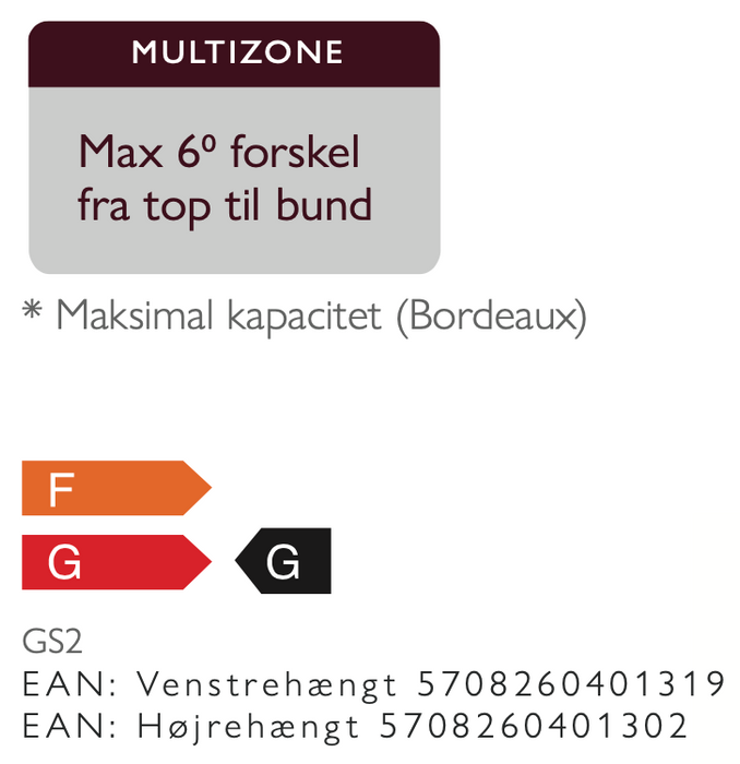 Vinkøleskab fritstående (GF18560-MV + GF18560-MH)